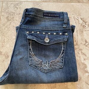 Rock & Republic Women's Blue Jeans, Boot Cut, Studded
